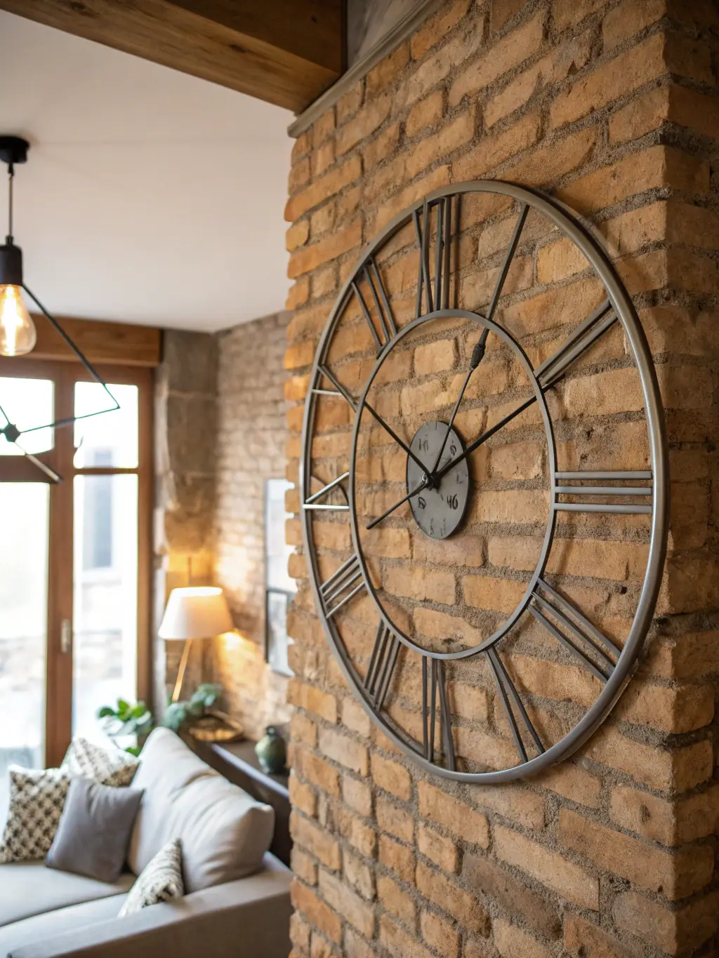 A photograph of an Atlantic Time Masters clock displayed in a modern living room, showcasing its timeless design and ability to complement any interior decor.